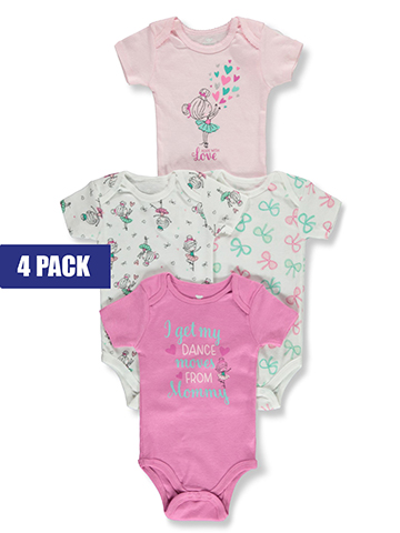 Koala Baby Baby Girls' 4-Pack Bows Bodysuits - CookiesKids.com