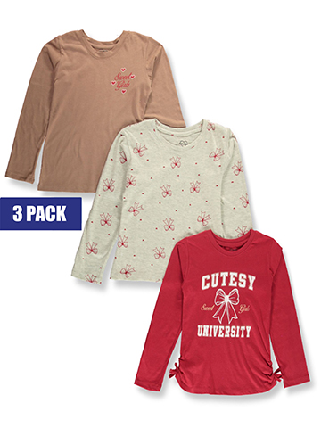 Pink Velvet Girls' 3-Pack Long-Sleeved T-Shirts - CookiesKids.com