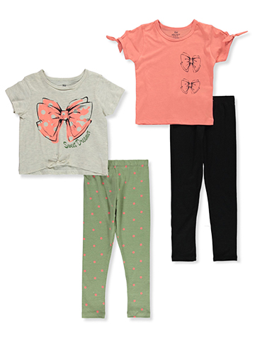 Pink Velvet Girls' 4-Piece Mix Match Bow Leggings Set Outfit - CookiesKids.com