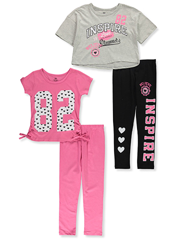 Pink Velvet Girls' 4-Piece Mix Match Leggings Set Outfit - CookiesKids.com
