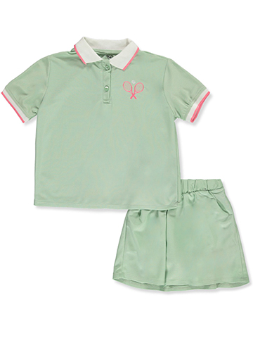 Pink Velvet Girls' 2-Piece Embroidered Tennis Scooter Skirt Set Outfit - CookiesKids.com