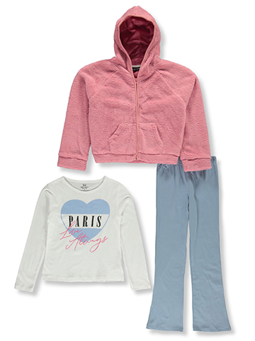 Pink Velvet Girls' 3-Piece Flared Leggings Set Outfit - CookiesKids.com