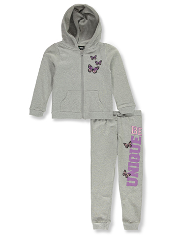 Pink Velvet Girls' 2-Piece Butterfly Joggers Set Outfit - CookiesKids.com