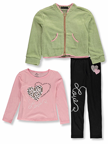 Pink Velvet Girls' 3-Piece Sherpa Jacket Leggings Set - CookiesKids.com