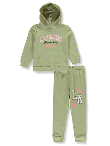 Pink Velvet Girls' 2-Piece LA Joggers Set Outfit - CookiesKids.com