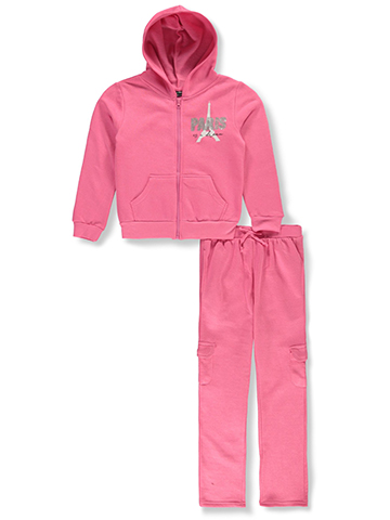 Pink Velvet Girls' 2-Piece Paris Joggers Set Outfit - CookiesKids.com