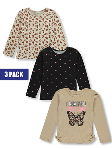 Pink Velvet Girls' 3-Pack Butterfly Long Sleeve T-Shirts - CookiesKids.com