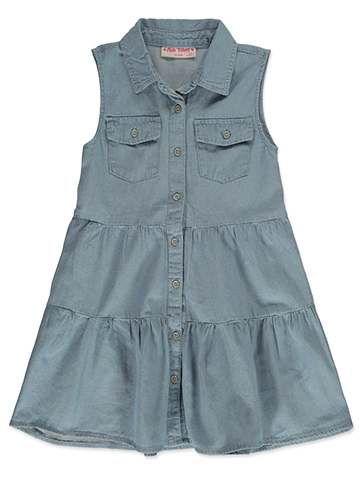 Pink Velvet Girls' Tiered Denim Dress - CookiesKids.com