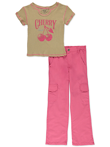 Pink Velvet Girls' 2-Piece Cargo Pants Set Outfit - CookiesKids.com