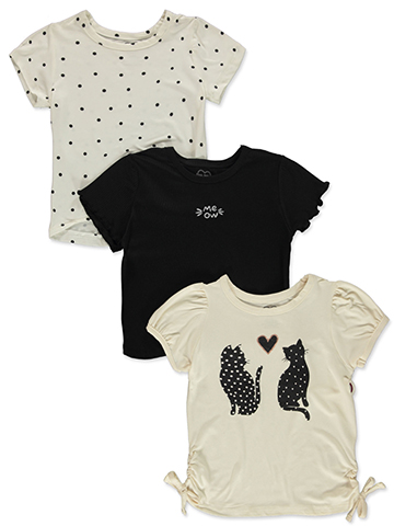 Pink Velvet Girls' 3-Pack Meow T-Shirts - CookiesKids.com