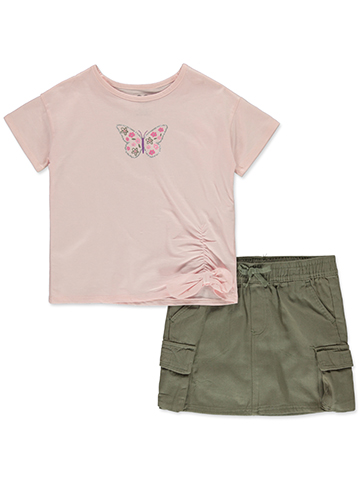 Pink Velvet Girls' 2-Piece Cargo Skorts Set Outfit - CookiesKids.com