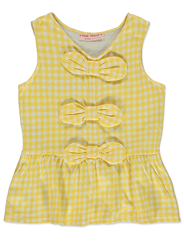 Pink Velvet Girls' Gingham Dress Tank Top - CookiesKids.com