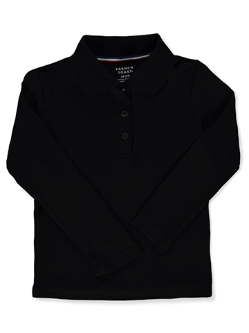 French Toast Girls' L/S Fitted Knit Polo with Picot Collar - CookiesKids.com