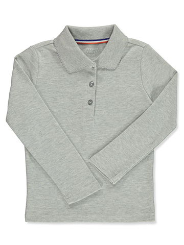 French Toast Girls' L/S Fitted Knit Polo with Picot Collar - CookiesKids.com