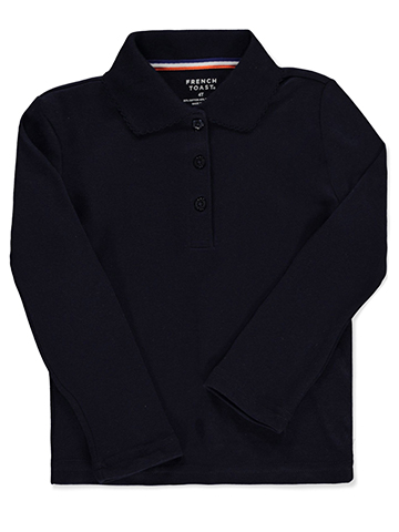 French Toast Little Girls’ Toddler L/S Fitted Knit Polo With Picot Collar (Sizes 2T - 4T) - CookiesKids.com