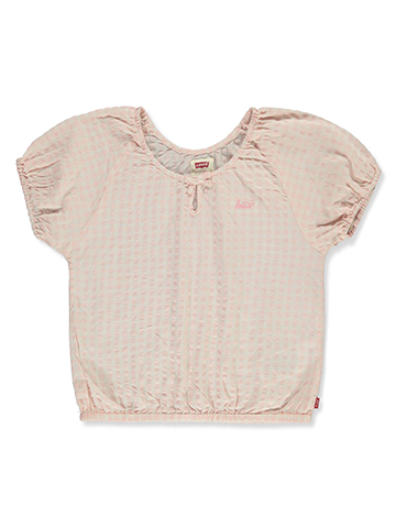 Levi's Girls' Gingham Peasant Blouse Top - CookiesKids.com