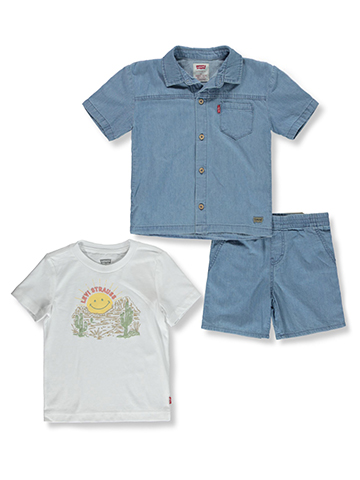 Levi's Boys' 3-Piece Chambray Shorts Set Outfit - CookiesKids.com