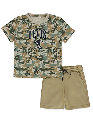 Levi's Boys' 2-Piece Camo Skater Shorts Set Outfit - CookiesKids.com