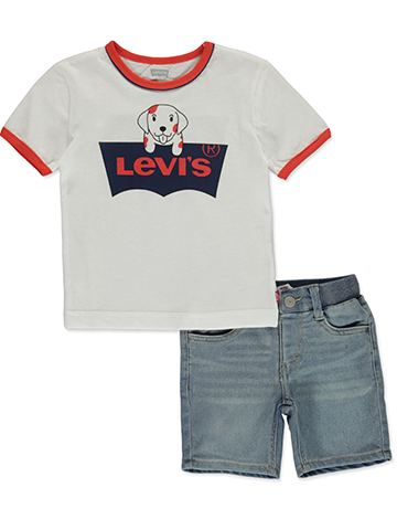 Levi's Boys' 2-Piece Puppy Shorts Set Outfit - CookiesKids.com