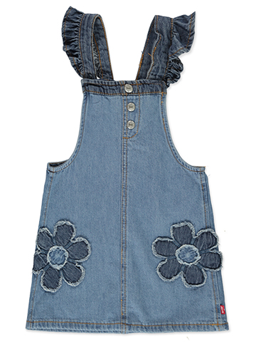 Levi's Girls' Denim Overall Dress with Ruffles - CookiesKids.com