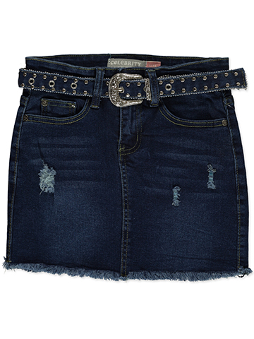 Celebrity Ace Girls' Belted Denim Skirt - CookiesKids.com