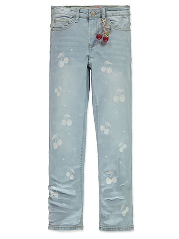 Celebrity Ace Girls' Straight Leg Jeans with Cherry Keychain Accessory - CookiesKids.com