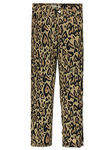 Pastel Girls' Hyperstretch Leopard Print Hearts Straight Leg Pants - CookiesKids.com