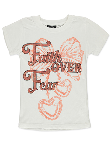 Popular Sports Girls' Faith Over Fear Butterfly Hearts T-Shirt - CookiesKids.com