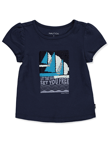 Nautica Girls' Flip Sequin Sail The Sea T-Shirt - CookiesKids.com