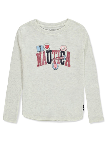 Nautica Girls' Emoji Anchor L/S T-Shirt - CookiesKids.com