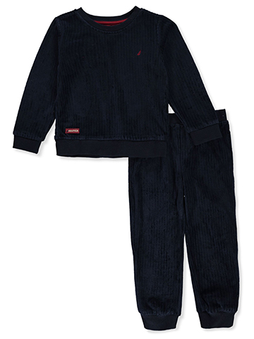 Nautica Boys' 2-Piece Velour Joggers Set Outfit - CookiesKids.com