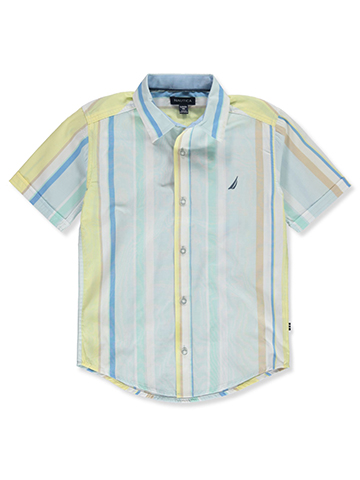 Nautica Boys' Sail Stripe Button-Up Shirt - CookiesKids.com