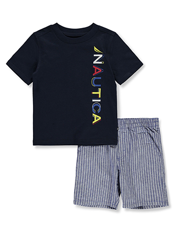 Nautica Boys' 2-Piece Stripe Shorts Set Outfit - CookiesKids.com