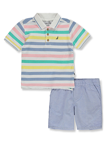 Nautica Boys' 2-Piece Stripe Shorts Set Outfit - CookiesKids.com
