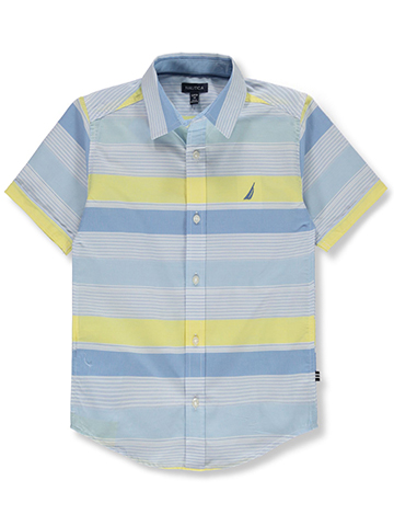Nautica Boys' Coast Stripes Button-Up Shirt - CookiesKids.com
