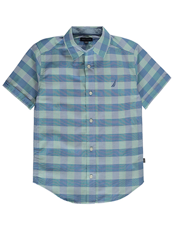 Nautica Boys' Checker Button-Up Shirt - CookiesKids.com