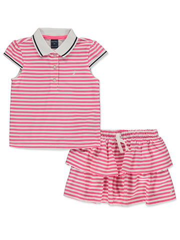 Nautica Girls' 2-Piece Pique Polo Skorts Set Outfit - CookiesKids.com