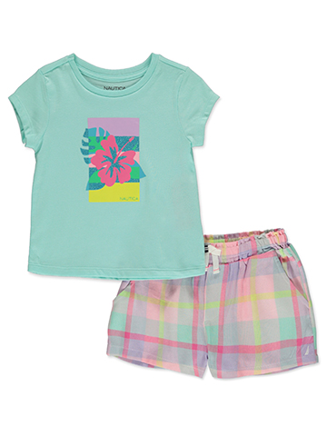 Nautica Girls' 2-Piece Flower Shorts Set Outfit - CookiesKids.com