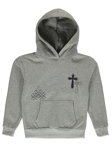 Navy Yard Boys' Hoodie with Denim Patch Cross and Fleur Design - CookiesKids.com