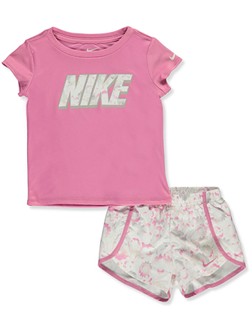 Nike Girls' 2-Piece Floral Sprinter Shorts Set Outfit - CookiesKids.com