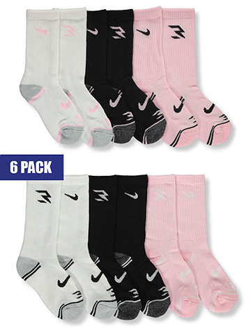 Nike Russell Wilson Girls' 6-Pack Crew Socks - CookiesKids.com
