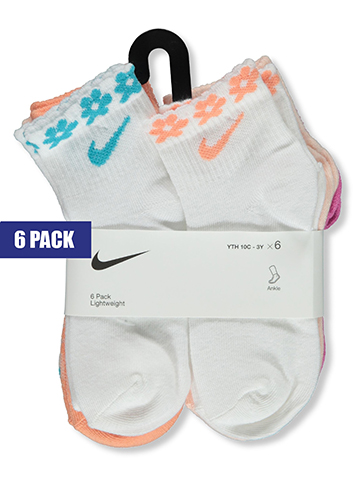 Nike Girls' 6-Pack Lightweight Quarter Socks - CookiesKids.com