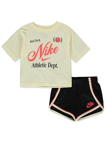 Nike Girls' 2-Piece Varsity Dolphin Hem Shorts Set Outfit - CookiesKids.com