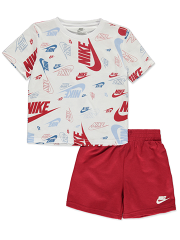 Boys' Nike Logo Printed T-Shirt and Shorts Set - CookiesKids.com