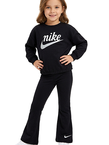 Nike Girls' Sparkle Swoosh Logo Sweatshirt and Flare Pants Set - CookiesKids.com