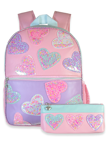 OMG Accessories Girls' Glitter Love Backpack Pencil Case set - CookiesKids.com