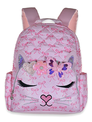 Pink Quilted Cat Backpack with Bow Pattern - CookiesKids.com