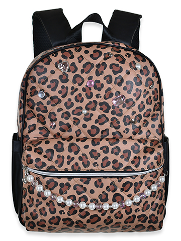 Leopard Print Backpack with Pearl Embellishments - CookiesKids.com