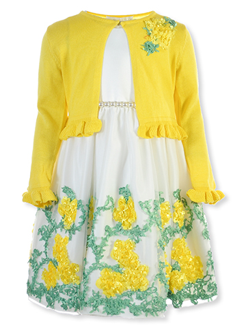 American Princess Girls' 2-Piece Daisy Dress Cardigan Shrug Set - CookiesKids.com