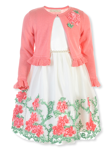 American Princess Girls' 2-Piece Rose Dress Cardigan Shrug Set - CookiesKids.com